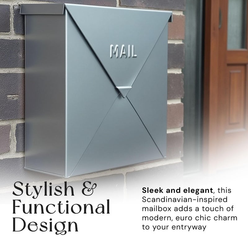 NACH Mailboxes for Outside Wall Mount, 10 x 10 x 4 inch Silver Mail Boxes for House Outside, Waterproof Mailboxes for Outside - Chicago Style Mail Box - Image 3